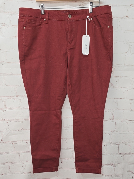 Basic Editions Denim - Basic Editions Skinny Roll Up Stretch Jeans in Burgundy Womens Size 18 NWT